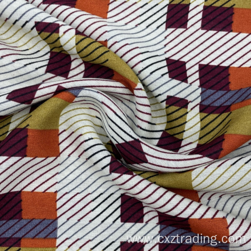 Striped Plaid Splicing Printed 100% Rayon Textile